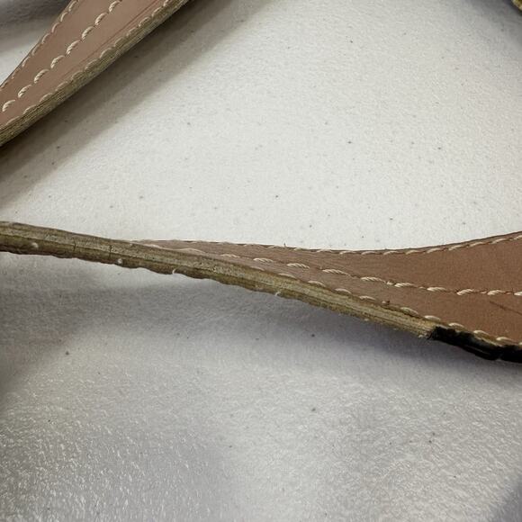 Fossil Beachy Striped Faux Leather Canvas Bag Zipper Dual Handle Pockets Boho - Picture 9 of 16